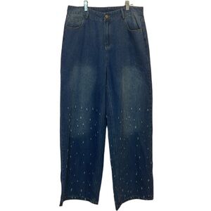 NWT Pretty Damage Spotted Wide Leg Jeans. Size L (10-12)